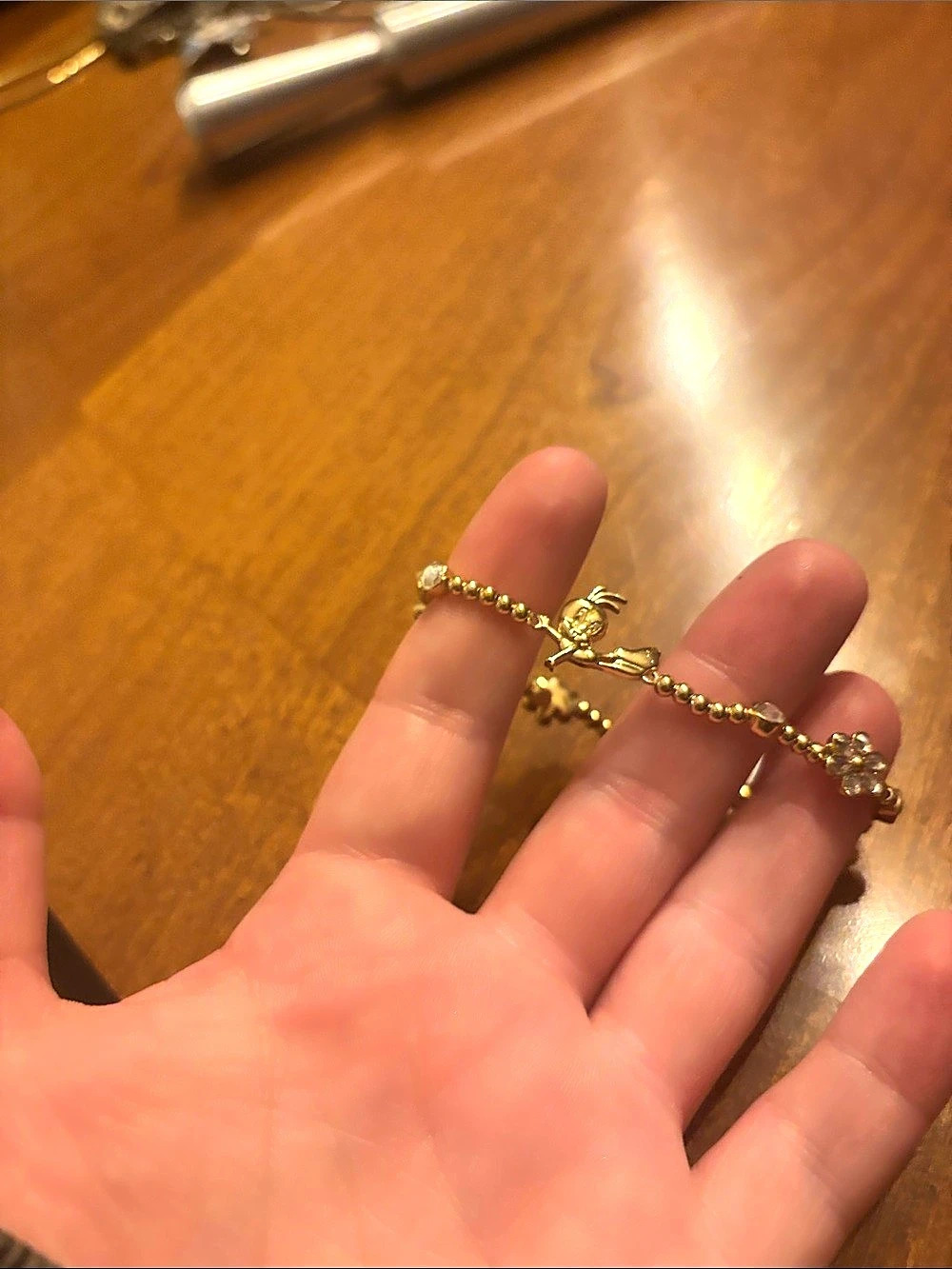 Alex and Ani Looney Tunes Tweety Beaded Stretch Bracelet Gold-Tone Charm